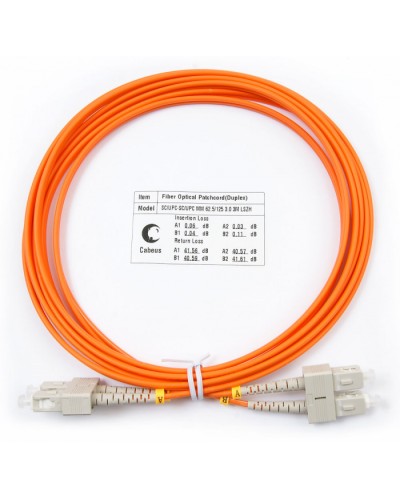 Шнур оптический duplex SC-SC 62,5/125 mm 3м LSZH Cabeus FOP-62-SC-SC-3m в Ессентуках Патч-корды оптические Pintop.ru