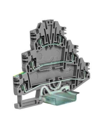 Зажим трех-уровневый c заземлением на нижнем уровне 2,5 кв.мм, серый DKC ZHL500GR в Ессентуках Держатели, клипсы, скобы Pintop.ru