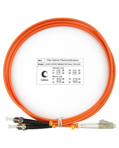 Шнур оптический duplex LC-ST 62,5/125 mm 1,5м LSZH Cabeus FOP-62-LC-ST-1,5m в Ессентуках Патч-корды оптические Pintop.ru
