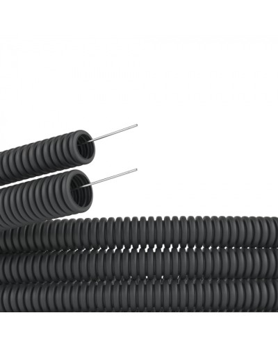 Труба ПВХ гибкая гофрированная. д.20мм, лёгкая с протяжкой, цвет черный (100 м) DKC (91920B) в Ессентуках Труба гофрированная Pintop.ru