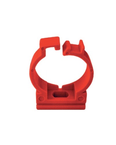 Держатель с защелкой для труб D25мм, АБС, цвет красный Экопласт (49625-50) в Ессентуках Держатели, клипсы, скобы Pintop.ru