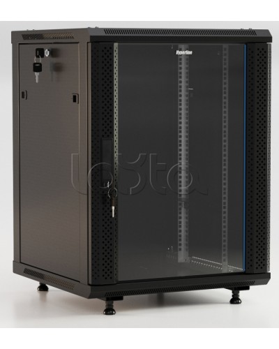 Шкаф настенный Hyperline TWB-FC-1566-GP-RAL9004 в Ессентуках Шкафы, щиты, боксы, компоненты СКС Pintop.ru