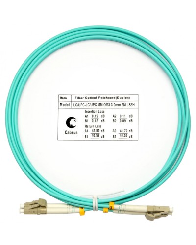 Шнур оптический duplex LC-LC 50/125 mm OM3 2м LSZH Cabeus FOP-50-LC-LC-2m в Ессентуках Патч-корды и пигтейлы Pintop.ru