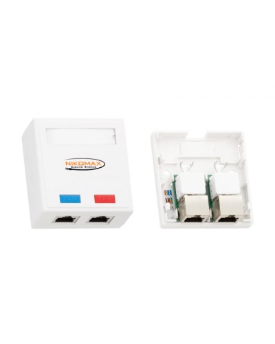 Розетка RJ45 2 порта, кат.5e белая NIKOMAX (NMC-WO2SD2-FT-ST-WT) в Ессентуках Розетки компьютерные и телефонные Pintop.ru
