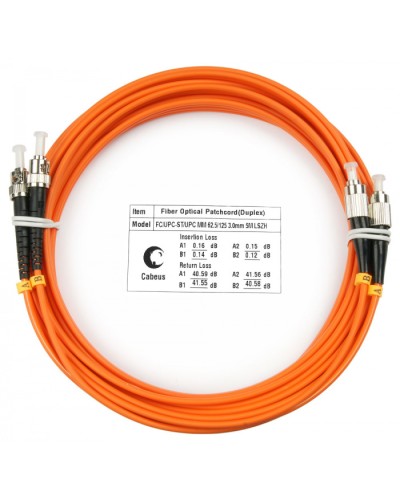 Шнур оптический duplex FC-ST 62,5/125 mm 5м LSZH Cabeus FOP-62-FC-ST-5m в Ессентуках Патч-корды оптические Pintop.ru