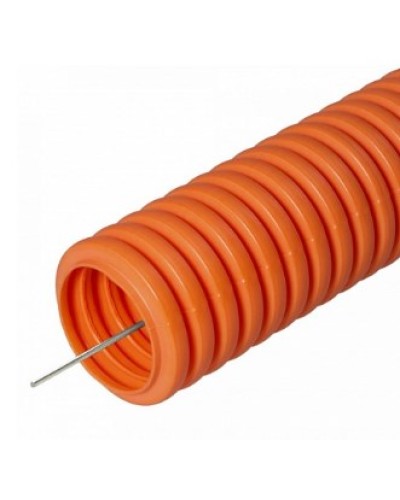 Труба гофрированная ПНД тяжёлая 750 Н безгалогенная (HF) оранжевая с/з д25 (50м/2600м уп/пал) Промрукав (PR.022541о) в Ессентуках Труба гофрированная Pintop.ru