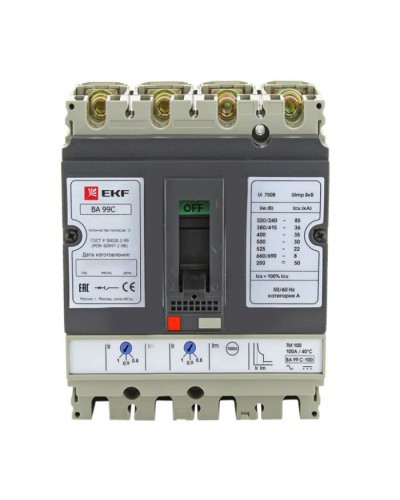 Выключатель автоматический ВА-99C (Compact NS) 160/125А 3P+N 36кА EKF PROxima (mccb99C-160-125+N) в Ессентуках Электротехническое оборудование Pintop.ru
