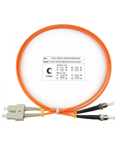 Шнур оптический duplex SC-ST 62,5/125 MM 1 м LSZH Cabeus FOP-62-SC-ST-1M в Ессентуках Патч-корды оптические Pintop.ru