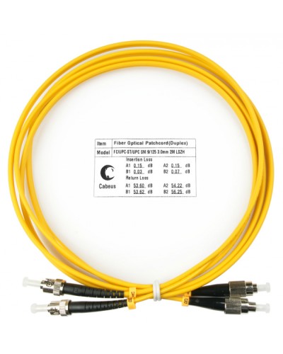 Шнур оптический duplex FC-ST 9/125 sm 2м LSZH Cabeus FOP(d)-9-FC-ST-2m в Ессентуках Патч-корды оптические Pintop.ru