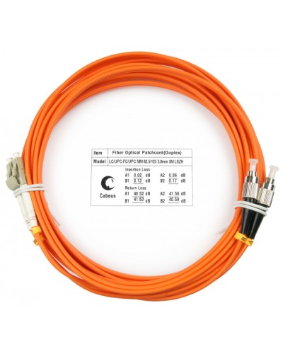 Шнур оптический duplex LC-FC 62,5/125 mm 25м LSZH Cabeus FOP-62-LC-FC-25m в Ессентуках Патч-корды оптические Pintop.ru