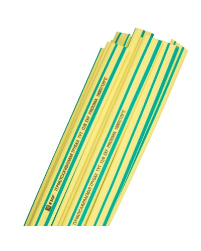 Термоусаживаемая трубка ТУТ нг 10/5 желто-зеленая в отрезках по 1м EKF PROxima (tut-10-yg-1m) в Ессентуках Аксессуары для кабель-канала Pintop.ru