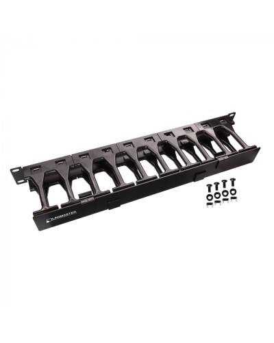 Кабельный органайзер 19 c пластиковыми пальцами глубиной 106 мм и крышкой, 2U LANMASTER (LAN-ORG-PF/S-2U) в Ессентуках Кабельные органайзеры Pintop.ru