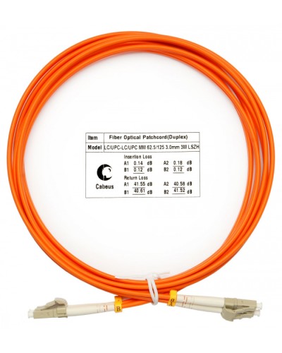 Шнур оптический duplex LC-LC 62,5/125 mm 3м LSZH Cabeus FOP-62-LC-LC-3m в Ессентуках Патч-корды оптические Pintop.ru