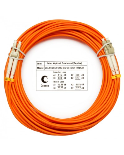 Шнур оптический duplex LC-LC 62,5/125 mm 10м LSZH Cabeus FOP-62-LC-LC-10m в Ессентуках Патч-корды оптические Pintop.ru