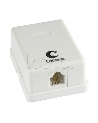 Розетка телефонная RJ-12(6P4C), одинарная, внешняя, белая Cabeus WS-6P4C-TEL-1 в Ессентуках Розетки компьютерные и телефонные Pintop.ru