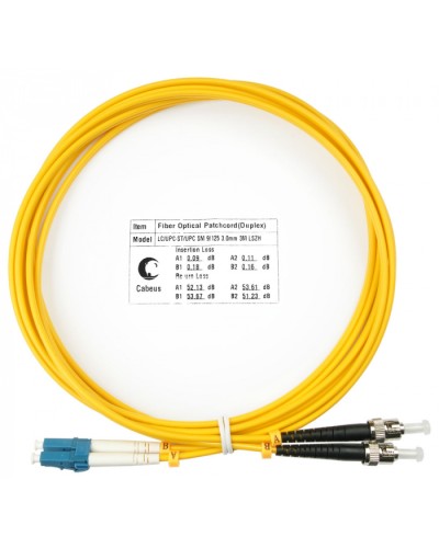 Шнур оптический duplex LC-ST 9/125 sm 3м LSZH Cabeus FOP(d)-9-LC-ST-3m в Ессентуках Патч-корды оптические Pintop.ru