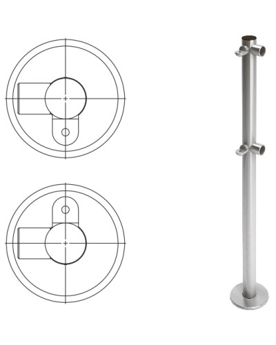 Стойка ограждения L-образная с 2-мя полупетлями cправа (антик серебро) Oxgard в Ессентуках Ограждения Pintop.ru