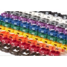Маркеры (клипсы) на кабель, защелкивающиеся D 6-7мм, "0"-"9", 10 цветов (100 шт) Hyperline MA-67-R