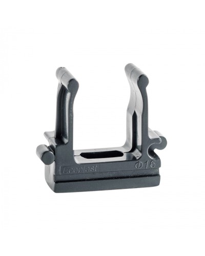 CF16G Держатель (клипса), без галогена, для труб D16мм, цвет чёрный (50шт)Экопласт (41716-50HF-BL) в Ессентуках Держатели, клипсы, скобы Pintop.ru