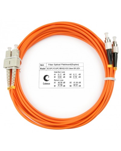 Шнур оптический duplex SC-FC 62,5/125 mm 10м LSZH Cabeus FOP-62-SC-FC-10m в Ессентуках Патч-корды оптические Pintop.ru