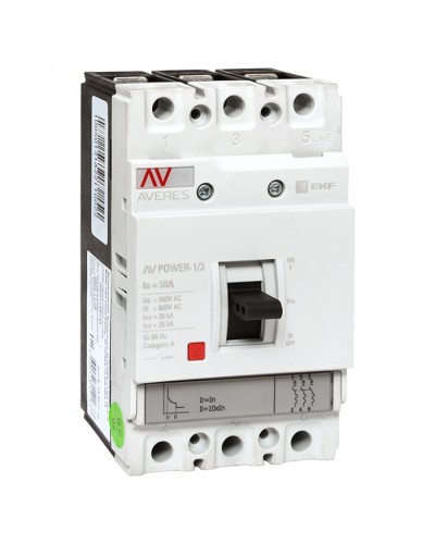 Автоматический выключатель AV POWER-1/3 50А 35kA TR EKF (mccb-13-50-TR-av) в Ессентуках Электротехническое оборудование Pintop.ru