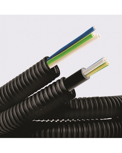 Электротруба ПНД гибкая гофр. д.16мм, цвет черный, с кабелем ВВГнг(А)-LS 3х1,5мм² РЭК ГОСТ+, 100м DKC 7L716100 в Ессентуках Труба гофрированная Pintop.ru