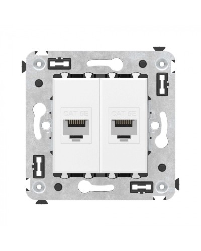 Компьютерная розетка RJ-45 без шторки в стену, кат.5е двойная, Avanti, Белое облако DKC 4400664 в Ессентуках Розетки компьютерные и телефонные Pintop.ru