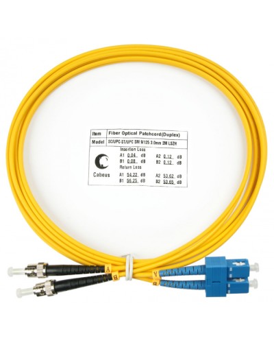 Шнур оптический duplex SC-ST 9/125 SM 2 м LSZH Cabeus FOP(d)-9-SC-ST-2M в Ессентуках Патч-корды оптические Pintop.ru