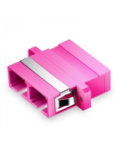 Оптический адаптер OM4, дуплекс SC, с фланцами, пурпурный Eurolan (36A-40-2S-02MG) в Ессентуках Проходные адаптеры и розетки оптические Pintop.ru