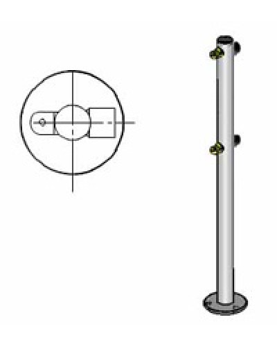 Стойка ограждения с 2-мя полупетлями под поворотную створку или секциюi-образная, 2 муфты Oxgard Стойка ограждения с 2-мя полупетлями i-образная (ВЗР 1996.01-01) в Ессентуках Ограждения Pintop.ru