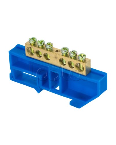 Шина 0 N (8х12мм) 6 отверстий латунь синий изолятор на DIN-рейку EKF PROxima (sn0-125-6-d) в Ессентуках Клеммные колодки Pintop.ru
