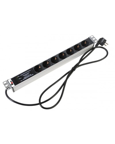 Блок розеток 1U, 7 розеток Schuko Rem R-16-7S-FI-440-3 в Ессентуках Блоки розеток Pintop.ru