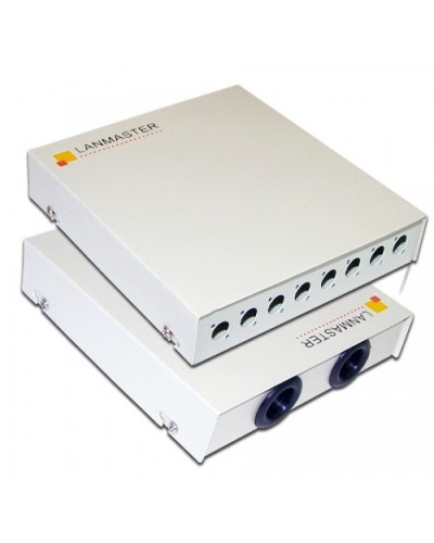 Кросс оптический настенный, металлический, на 8 ST адаптеров LANMASTER LAN-FOBM-WM-8ST в Ессентуках Кросс оптический Pintop.ru