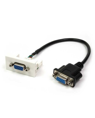 Вставка Mosaic 22.5x45 с адаптером VGA D-SUB HDB-15 мама, со шнуром 3 м папа, белая LANMASTER LAN-WA-LP-VGA-FM-3.0 в Ессентуках Аксессуары для стоек и шкафов Pintop.ru