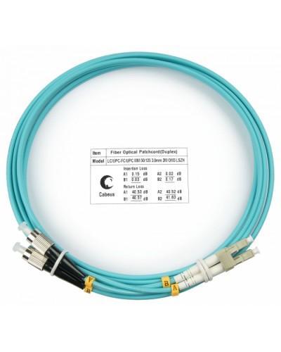 Шнур оптичесикй duplex LC-FC 50/125 MM OM3 1,5 м LSZH Cabeus FOP-50-LC-FC-1.5M в Ессентуках Патч-корды оптические Pintop.ru