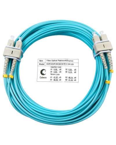 Шнур оптический duplex SC-SC 50/125 mm OM3 15м LSZH Cabeus FOP-50-SC-SC-15m в Ессентуках Патч-корды и пигтейлы Pintop.ru