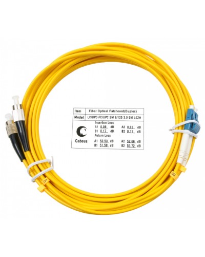 Шнур оптический duplex LC-FC 9/125 sm 7м LSZH Cabeus FOP(d)-9-LC-FC-7m в Ессентуках Патч-корды оптические Pintop.ru