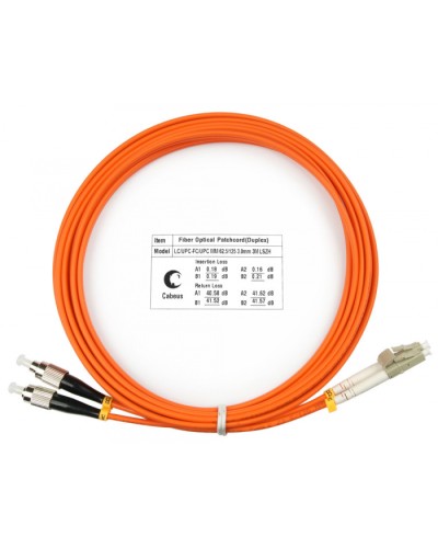 Шнур оптический duplex LC-FC 62,5/125 mm 3м LSZH Cabeus FOP-62-LC-FC-3m в Ессентуках Патч-корды оптические Pintop.ru