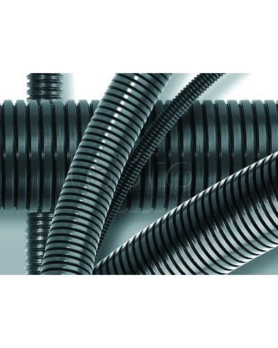 Труба ПА 6 гофр. DN7мм, ПВ-0, Dвн 6,8 мм, Dнар 10,1 мм, цвет тёмно-серый, без протяжки DKC PA600710F0 в Ессентуках Труба гофрированная Pintop.ru