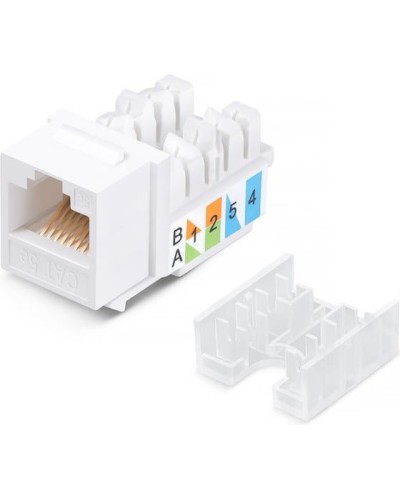 Модуль Keystone Jack RJ-45(8P8C), UTP неэкранированный, CAT 5e, тип 90 градусов, белый REXANT PRO 02-0064 в Ессентуках Модули Keystone Pintop.ru