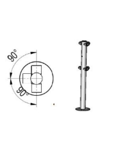 Стойкаограждения с отверстием под фиксаторi-образная, 4 муфты Oxgard Стойкаограждения с отверстием под фиксатор i-образная (ВЗР 1996.09.42) в Ессентуках Ограждения Pintop.ru