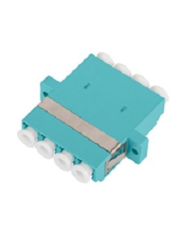 Адаптер NIKOMAX волоконно-оптический, соединительный, многомодовый, стандарта OM3, LC/UPC-LC/UPC, квадро, пластиковый, без шторки, с фланцами, аква, уп-ка 2шт. в Ессентуках Проходные адаптеры и розетки оптические Pintop.ru