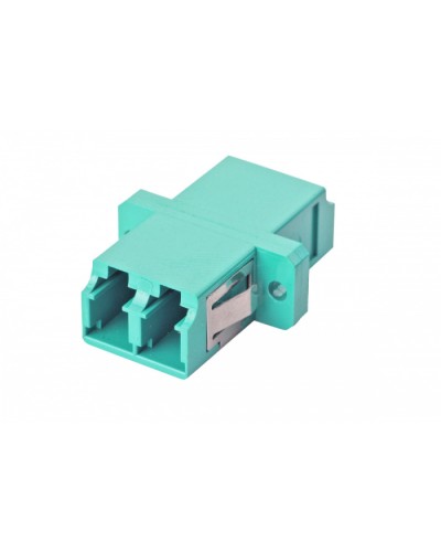 Оптический адаптер OM3, дуплекс LC, с фланцами, бирюзовый Eurolan (36A-30-2L-02AQ) в Ессентуках Проходные адаптеры и розетки оптические Pintop.ru