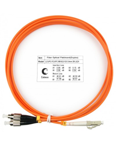 Шнур оптический duplex LC-FC 62,5/125 mm 2м LSZH Cabeus FOP-62-LC-FC-2m в Ессентуках Патч-корды оптические Pintop.ru