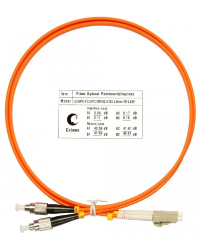 Шнур оптический duplex LC-FC 62,5/125 mm 1м LSZH Cabeus FOP-62-LC-FC-1m в Ессентуках Патч-корды оптические Pintop.ru