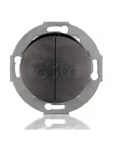 Выключатель двухклавишный Экопласт (схема 5) 10 A, 250 B (черный ) Vintage в Ессентуках Розетки компьютерные и телефонные Pintop.ru