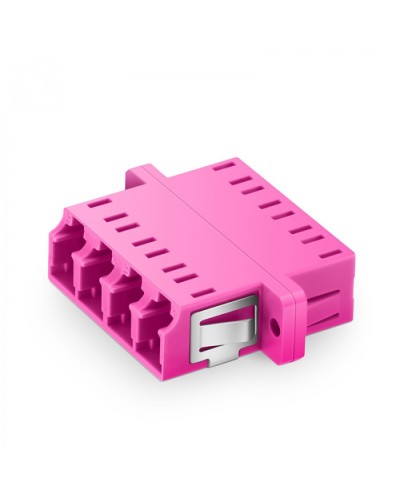 Оптический адаптер OM4, квадро LC, с фланцами, пурпурный Eurolan (36A-40-4L-02MG) в Ессентуках Проходные адаптеры и розетки оптические Pintop.ru