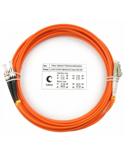 Шнур оптический duplex LC-ST 62,5/125 mm 5м LSZH Cabeus FOP-62-LC-ST-5m в Ессентуках Патч-корды оптические Pintop.ru
