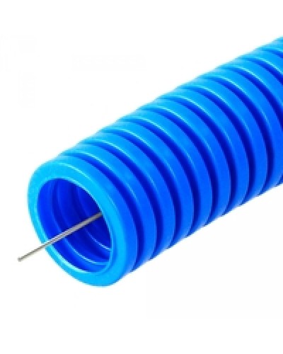 Труба гофрированная ПП лёгкая 350 Н безгалогенная (HF) синяя с/з д32 (25м/1375м уп/пал) Промрукав (PR02.0054) в Ессентуках Труба гофрированная Pintop.ru