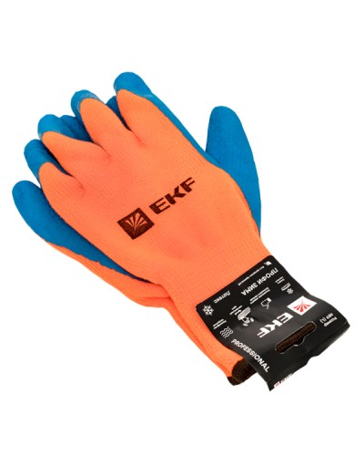 Перчатки рабочие ПРОФИ ЗИМА с рельефным латексным покрытием утепленные (10 класс, 9 разм) EKF (pe10lt-9-pro) в Ессентуках Аксессуары для кабель-канала Pintop.ru